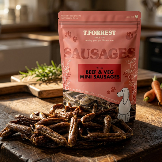 Mini Beef & Veg Training Sausages – Natural Dog Rewards